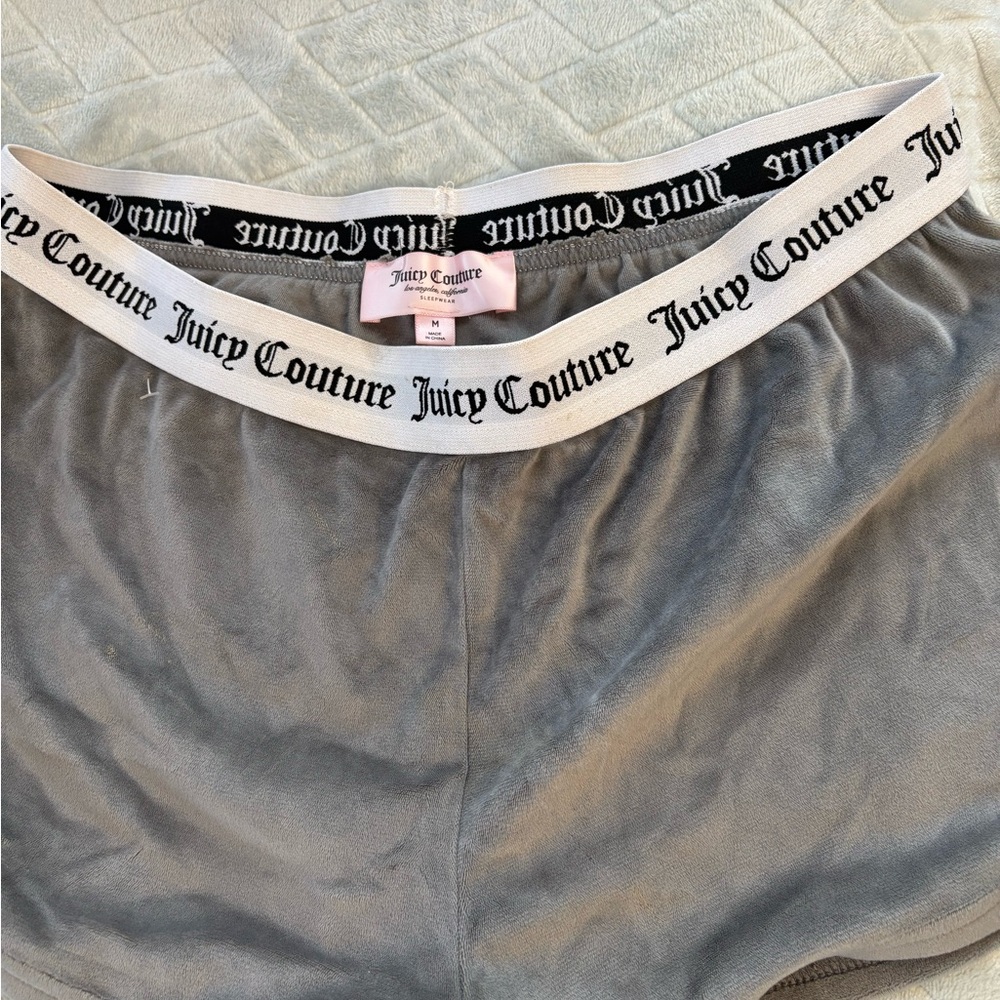 Juicy Couture Velour Shorts Gray Rhinestone Logo Y2k Loungewear View 4